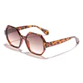 Vintage oversized polygon sunglasses with leopard print tortoise shell frame for women - Tortoise Frame Gradient Tea Lens
