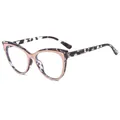 Fashionable cat-eye anti-blue light glasses with pink and marble pattern frame - White Tortoise and Pink