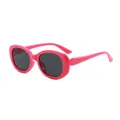 Occhiali da sole retro con montatura ovale rosa vivace e lenti scure protettive - Montatura Rosa Rosso Lenti Grigie