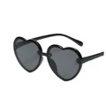 Classic black heart-shaped sunglasses for kids with durable plastic frames, retro. - Heart Frame Style / No Accessories / Black Frame Grey Lens