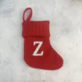 Rode gebreide kerstsok met wit geborduurd letter Z feestelijke geschenktas om op te hangen decor - Letter Z / 18*15cm