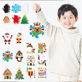 DIY Christmas holiday craft stickers set with reindeer and Santa patterns for kids - QS Christmas DIY Card Stickers