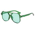 Stylish oversized green translucent aviator sunglasses with double bridge for men and women - Transparent Green/Green