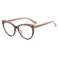 Cat-eye anti-blue light glasses with pink and tortoiseshell color-blocking frames. - Tortoise and Coffee