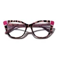 Modische Katzenaugenbrille mit Leopardenmuster, rosa Akzenten und Blaulichtfilter-Linsen - Rosa Leoparden-Patchwork