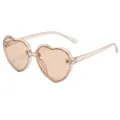 Retro heart-shaped kids sunglasses featuring a glittery transparent frame and tinted lenses - Heart Frame Style / No Accessories / Tea Frame Tea Lens