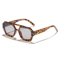 Vintage leopard print irregular sunglasses featuring a stylish double bridge design for women - Mixed Tortoise Gray Lens