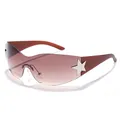 Gafas de sol tipo escudo oversize con lentes degradadas marrón rojizo y detalle de estrella - Montura Té Lente Té Degradado