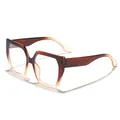 Stylish oversized square cat-eye glasses featuring a unique brown gradient frame design - Brown Gradient Anti-Blue Light