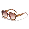 Vintage bohemian oversized irregular double bridge sunglasses in tortoise shell pattern finish - Tortoiseshell Frame Dual Tea Lens