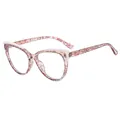 Eleganti occhiali anti-luce blu cat-eye con montatura in materiale TR a fantasia unica - Pizzo Rosso e Bianco