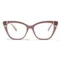 Elegantes braunes Cat-Eye-Brillengestell mit Blaulichtfilter für Damen und schicken Details - Milch-Kaffee Patchwork