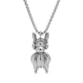 Trendy silver titanium steel necklace with headphones-wearing dragon pendant. - Steel