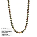 Handmade Ruby Zoisite natural stone necklace with gold-plated stainless steel spacer beads - Ruby Zoisite Beaded Style (14-26-1) / Ruby Zoisite Beaded Style