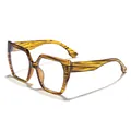 Oversized square cat-eye sunglasses with brown tiger stripe pattern frames - Tea Stripe Anti-Blue Light