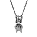 Vintage silver titanium steel zodiac dragon pendant necklace with box chain jewelry - Antique Silver