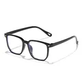 Stylish children's black square frame anti-blue light glasses on a plain white background. - Black