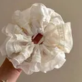 Elegante elastico per capelli in pizzo bianco stile francese con volant pieghe - Taglia L / Elastico con bordo in pizzo bianco