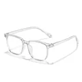 Classic children's clear square anti-blue light glasses frame in transparent finish - Transparent Gray