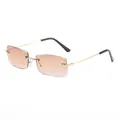 Gafas de sol rectangulares sin montura para mujer con lentes de color marrón - Té Degradado