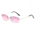 Occhiali da sole senza montatura alla moda con lenti rosa sfumate e montatura oro - Sfumato Viola
