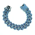 Bracelet à mailles cubaines glacé avec strass bleu clair et finition en alliage noir - Gunblack-Blue