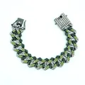 Bracelet à mailles cubaines avec strass verts et blancs, finition bronze - Noir de Pistolet-Vert Camouflage