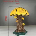 Nahaufnahme der Pilz-Tischlampe aus Buntglas mit den Maßen 15 cm Höhe und 11 cm Breite - Gelber Pilz (Stil D) / 15x11cm