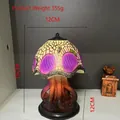 Gedetailleerde weergave van glas-in-lood tafellamp met afmetingen en 355g gewicht - Octopus/Kwalvorm (Stijl F)