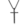 Unisex schwarze Titanstahl Kreuzkette mit graviertem I Can Do All Things Zitat - Kreuzanhänger (Mit Kette) / 3*60cm / Schwarz