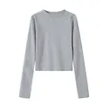 Slim fit grey crew neck crop top long sleeve T-shirt for women - Marl Grey