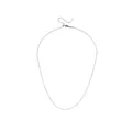 Detailed view of silver stainless steel ball chain necklace with needle pin and slider. - Ball Chain / Silver Bead Chain 50cm