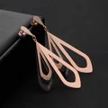 Detalle de pendientes de gota de acero de titanio con acabado esmerilado bicolor - Rombo Love de Triple Capa (8511)