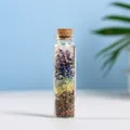 Natural layered crystal crushed stones in a slim glass bottle with a cork stopper - Multicolor Crystal (3-5mm)