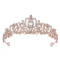 Elegant rose gold baroque bridal tiara with sparkling crystal rhinestones - Scrunchie Style / Rose Gold White Without Combs