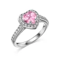 Hochwertiger Ring aus S925 Sterlingsilber mit einem rosa herzförmigen Stein. - Größe 5 / Rosa