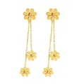Elegant gold plated titanium steel daisy flower long tassel drop earrings for women - Chrysanthemum Tassel Pendant Stud Earrings (G405) / Gold