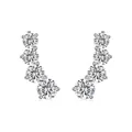 Boucles d'oreilles courbées en argent S925 avec quatre pierres étincelantes - Clous d'Oreilles Barre Incurvée (DY110327-S-W-WH)