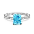 S925 sterling silver ring featuring a radiant cut ice-blue zircon square center stone - Size 5 / Rectangular Style (DY120571) / Blue
