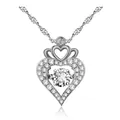 Elegante Herz-Kronen-Halskette in Silber mit tanzendem Zirkonia und Pavé-Fassung. - Anhänger mit Halskette / Weißgold Vergoldeter Anhänger und Kette