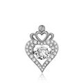 Elegante Halskette mit Herzanhänger und Krone, funkelnder Zirkonia-Stein, silberfarbenes Design - Nur Anhänger (Keine Kette) / Nur Anhänger / Nur Anhänger (Ohne Kette)