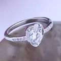 Elegant heart-shaped AAA zircon engagement ring for women with a polished silver finish - White / 6