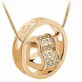 Elegant rose gold plated necklace featuring an Austrian crystal heart pendant and snake chain - White Zircon Style / K9 / Gold