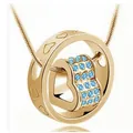 Elegant gold heart pendant necklace featuring sparkling light blue crystals for women - Sea Blue Stone Style / K9 / Gold
