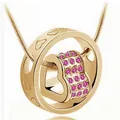 Rose gold plated rotating heart pendant necklace featuring sparkling pink crystals - Rose Red Zirconia Style / K9 / Gold