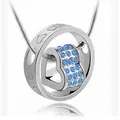 Elegant silver heart spinning pendant necklace with blue Austrian crystals jewelry for women - Blue Opal Style / K9 / Silver
