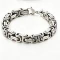 Men's silver-tone stainless steel Byzantine link chain bracelet with lobster clasp. - Steel