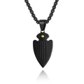 Streetwear black spearhead titanium steel pendant necklace for men with black stones - Black Spearhead Pendant / Pendant Only (No Chain)
