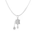 Exquisite S925 sterling silver prayer wheel pendant necklace with shimmering crystals - Mani Wheel Style (DY191912) / White Gold