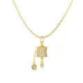 Elegant S925 sterling silver gold plated necklace with Mani prayer wheel pendant. - Mani Wheel Style (DY191912) / Gold